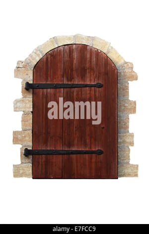 Porte en bois Vintage isolated on white Banque D'Images