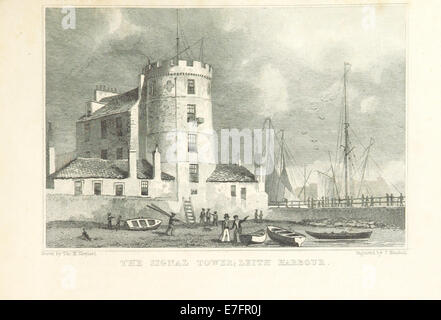 Illustration tirée de ma (1829) montrant la tour de signalisation à Leith Harbour. Banque D'Images