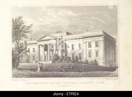 Une illustration de 'ma' (1829), montrant le New Merchant Maiden Hospital sur Lauriston Lane à Édimbourg. L’image met en évidence les caractéristiques architecturales de l’hôpital et son rôle dans le développement de la ville. Banque D'Images