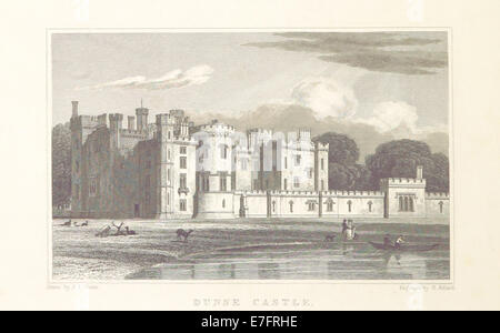 Illustration tirée de 'ma' (1829), montrant le château de Dunse en Écosse, une vue architecturale historique. Banque D'Images