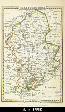 Carte du Staffordshire tirée de 'Pigot and Co' (1842), montrant le tracé et les points de repère de la région. Banque D'Images