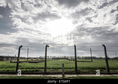 Barbelés, Auschwitz II-Birkenau, camp d'extermination d'Oswiecim, Pologne Banque D'Images