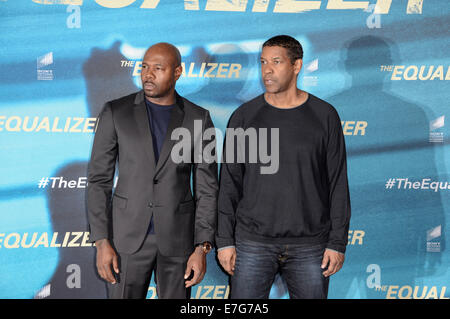 Berlin, Allemagne. 16 Sep, 2014. Antoine Fuqua et Denzel Washington assister à la 'l' Equalizer photocall à l'hôtel Adlon le 16 septembre 2014 à Berlin, Allemagne./photo : dpa Crédit alliance/Alamy Live News Banque D'Images