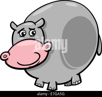 Cartoon Illustration de Funny Hippo Hippopotame ou Animal sauvage Banque D'Images