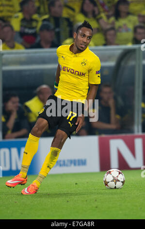 Dortmund, Allemagne. 16 Sep, 2014. Pierre-Emerick Aubameyang de Dortmund en action lors de la Ligue des Champions entre match Borussia Dortmund et Arsenal FC au stade de BVB Dortmund, Allemagne, 16 septembre 2014. Dpa : Crédit photo alliance/Alamy Live News Banque D'Images