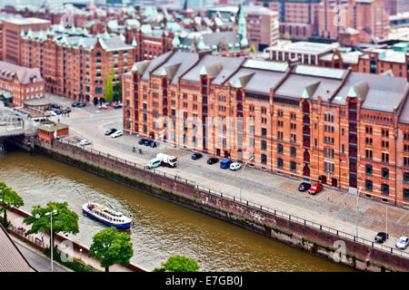 [Image de l'historique d'entrepôts Speicherstadt au port d'Hambourg. Banque D'Images