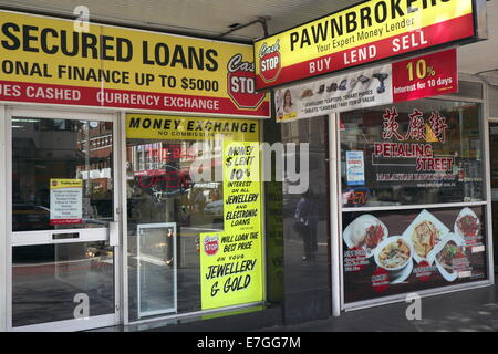 Magasin de prêteurs sur gage sur george Street, Sydney, Australie offrant des prêts garantis et des services de prêt d'argent Banque D'Images