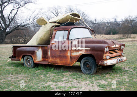 Le poisson-chat géant sur le dos d'un vieux camion à Lampasas Texas Banque D'Images