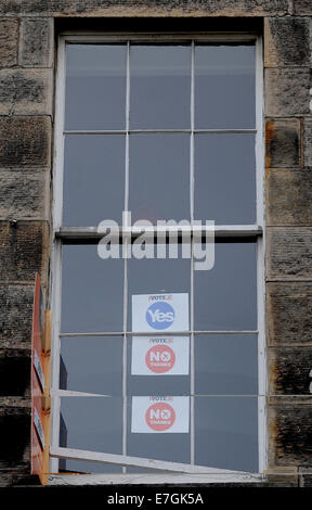 Edinburgh, Royaume-Uni. 17 Sep, 2014. Cette ligne Windows diverses rues dans la vieille ville d'Édimbourg il y a des couverts avec ''oui et ''NON'' avis sur référendum sur l'indépendance. Le vote est le 18 septembre lorsque l'Ecosse va décider de l'avenir de la Grande Bretagne Crédit : Gail Orenstein/ZUMA/Alamy Fil Live News Banque D'Images