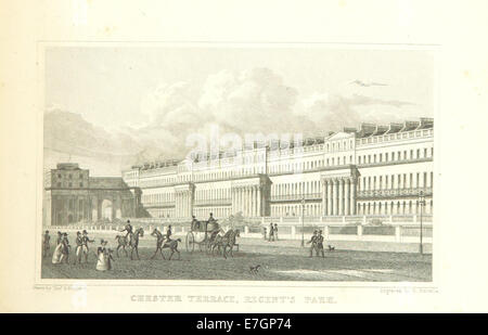 L'illustration de 1828 de Shepherd's Metropolitan Improvements montre Chester Terrace dans Regent's Park, montrant le développement et la conception des paysages urbains du début du XIXe siècle à Londres. Banque D'Images