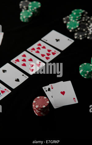 La main gagnante est une main de Texas Hold'em en poker. Banque D'Images