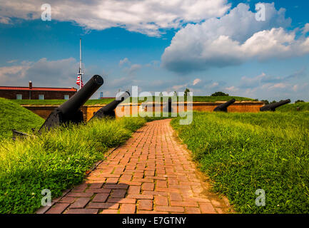 Canons à Fort McHenry, Baltimore, Maryland. Banque D'Images