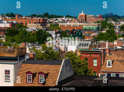 Vue sur une zone résidentielle de Baltimore, Maryland. Banque D'Images