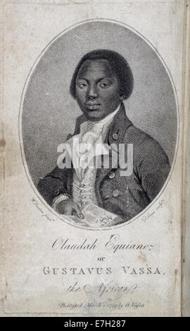 Frontispice de l'édition 1789 de 'The Interest narrative of the Life of Olaudah Equiano', illustrant la vie et les expériences de l'ancien esclave africain et abolitionniste, une œuvre historique importante dans l'histoire africaine. Banque D'Images