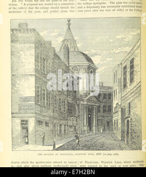Une illustration de 'ONL' (1887) montrant le College of Physicians sur Warwick Lane, Londres, tel qu'il est apparu en 1868, mettant en évidence la conception et les environs du bâtiment. Banque D'Images