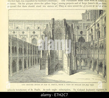 Illustration tirée de Old and New London (1887), montrant la maison du chapitre de l'ancien Paul, d'après un dessin de Venceslas Hollar. L'image offre une vue historique du bâtiment avant sa destruction au XVIIe siècle. Banque D'Images
