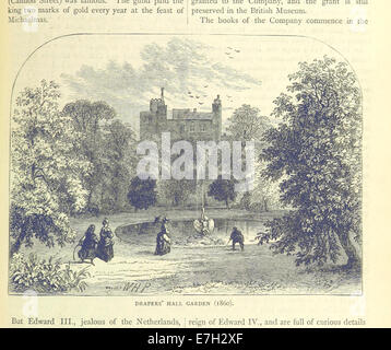 Illustration tirée de 'ONL' (1887), montrant Drapers' Hall Garden en 1860, soulignant sa conception et son importance en tant qu'espace pour les événements publics et les rassemblements à Londres pendant l'ère victorienne. Banque D'Images