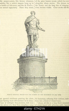 Une illustration de ONL (1887) montrant la conception originale de Christopher Wren pour le sommet du Monument à Londres, mettant en évidence les intentions architecturales et les détails. Banque D'Images