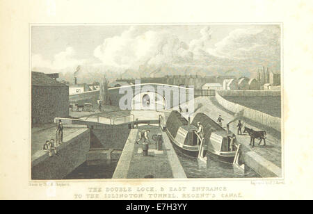 Le verrouillage double et de l'entrée du tunnel d'Islington, Regent's Canal - Shepherd, Metropolitan Améliorations (1828), p245 Banque D'Images