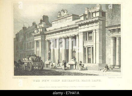 Illustration tirée de "Metropolitan Improvements" de Shepherd (1828) montrant la nouvelle Bourse de maïs à Mark Lane à Londres. Banque D'Images