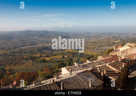 Paysage de Toscane, au petit matin le brouillard, Italie, Europe Banque D'Images