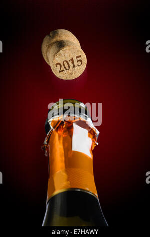 Champagne pour le nouvel an deux mille quinze Banque D'Images
