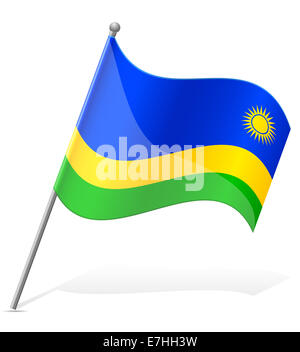 Flag of Rwanda illustration isolé sur fond blanc Banque D'Images