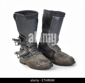 Bottes moto aventure. Banque D'Images