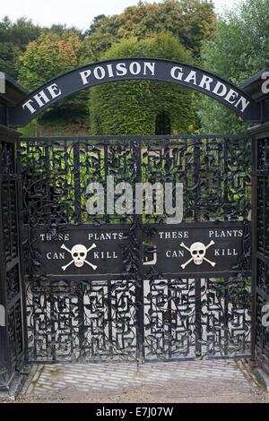 Les portes et l'entrée de l'antipoison Alnwick Northumberland England UK dans le jardin Banque D'Images