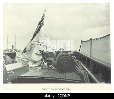Cette illustration de 1897 tirée des « compagnons de tir » de Lambart représente divers compagnons associés au tir, mettant en évidence leurs rôles et leur équipement. La carte et la photo incluses offrent un contexte à la scène, montrant l’environnement extérieur des compagnons. Banque D'Images