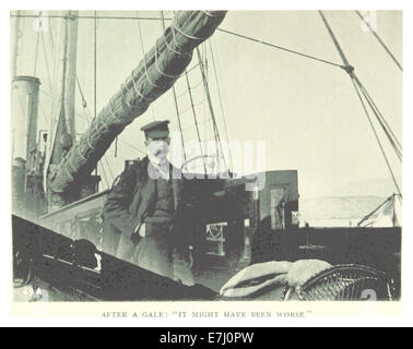 Une illustration de l’œuvre de Lambart de 1897, montrant une scène après un coup de vent. L’œuvre d’art présente les conséquences de la tempête, en mettant l’accent sur les dommages et la résilience de la zone touchée. Banque D'Images