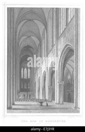 Une illustration de 1852 de l'œuvre de Poppel montrant la cathédrale de Magdebourg (Der Dom), un chef-d'œuvre gothique en Allemagne, connu pour son importance architecturale. Banque D'Images