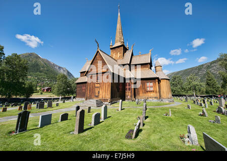 La vieille église à Lom, Norvège Banque D'Images