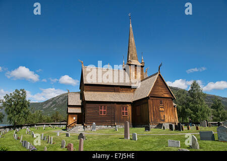 La vieille église à Lom, Norvège Banque D'Images