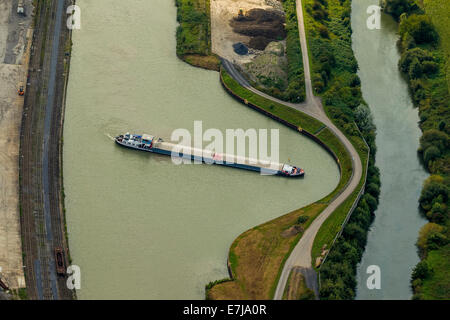 Vue aérienne, avec canal Datteln-Hamm ship bassin de virage, de la rivière Lippe, Hamm Hamm, Port, Ruhr, Rhénanie du Nord-Westphalie Banque D'Images