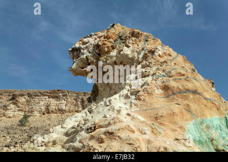 Tiger Rocks, peint, près de Sur Ivry, province, Sultanat d'Oman, dans la péninsule arabique Banque D'Images