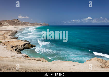 Côte, plage de Al Mughsail, Salalah Dhofar, région, Sultanat d'Oman, dans la péninsule arabique Banque D'Images