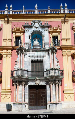 Le Palais de l'évêché, de style Baroque, Plaza del Obispo, centre historique, Malaga, Andalousie, Espagne Banque D'Images