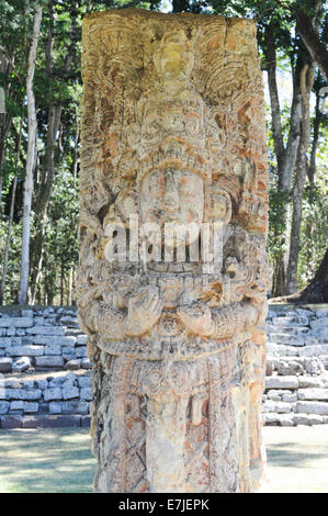 Amérique centrale, Amérique, anciennes, archéologie, architecture, bâtiment, construit, sculpté, Copan, culture, extérieur, dieux, gran pla Banque D'Images