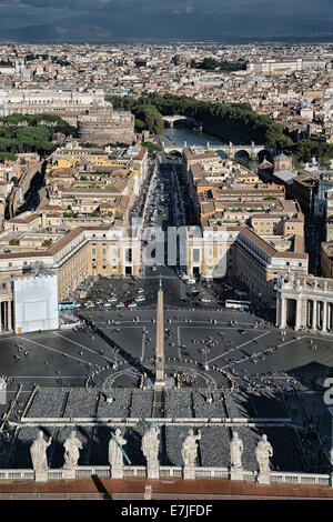 Vue, basilique, cathédrale, Conciliazione, Dome, capital, Italie, Europe, Dome, Saint Pierre, la cathédrale, la Piazza, Cité du Vatican Banque D'Images