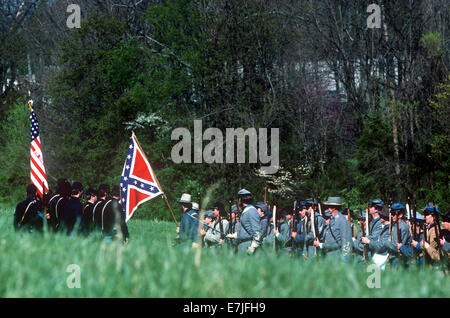 La guerre civile, reconstitution, Tipton Haynes ferme, Johnson City, Tennessee Banque D'Images