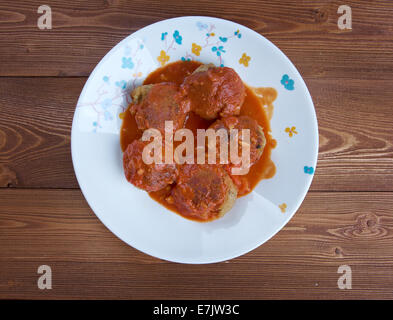 Boulettes de poisson cuisine marocaine - fishballs en sauce tomate Banque D'Images