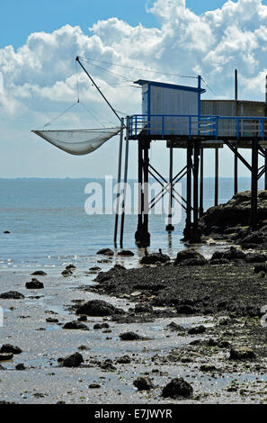 Carrelets (cabanes de pêche) sur l'estuaire de la Gironde,Charente Maritime,Rhône Alpes,France Banque D'Images