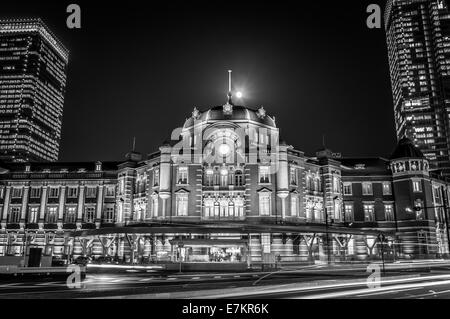 La gare de Tokyo de nuit. Banque D'Images