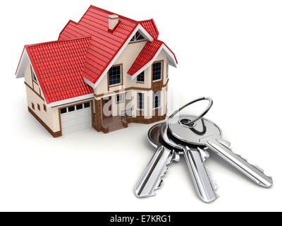 Chambre et les touches sur fond blanc isolé. 3d Banque D'Images