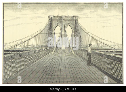 Une illustration de 1883 montrant le pont de New York et Brooklyn. L'image illustre la conception et la construction de l'un des ponts les plus emblématiques de New York à la fin du XIXe siècle. Banque D'Images