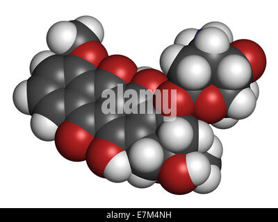 La daunorubicine (la daunomycine) chimiothérapie du cancer molécule pharmaceutique. Les atomes sont représentés comme des sphères classiques avec codage couleur : hy Banque D'Images