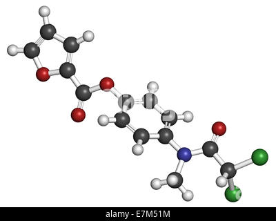 Diloxanide furoate de l'amibiase molécule pharmaceutique. Utilisé dans le traitement de l'Entamoeba histolytica d'infections. Les atomes sont représentés comme des sph Banque D'Images