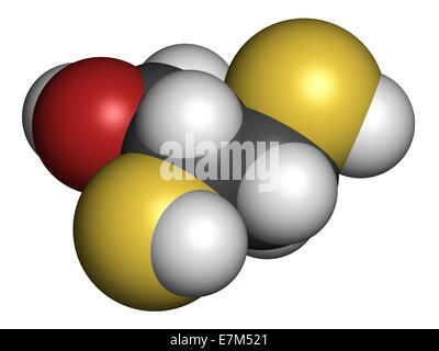 Dimercaprol (BAL, British Anti-Lewisite) molécule antidote l'empoisonnement aux métaux. Les atomes sont représentés comme des sphères classiques avec c Banque D'Images