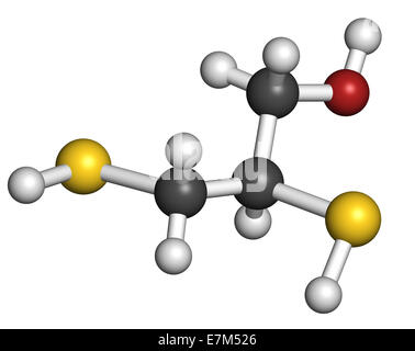 Dimercaprol (BAL, British Anti-Lewisite) molécule antidote l'empoisonnement aux métaux. Les atomes sont représentés comme des sphères classiques avec c Banque D'Images